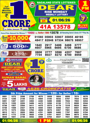 Nagaland State Lottery Result 1PM