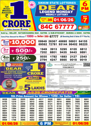 Sikkim State Lottery Result 6PM