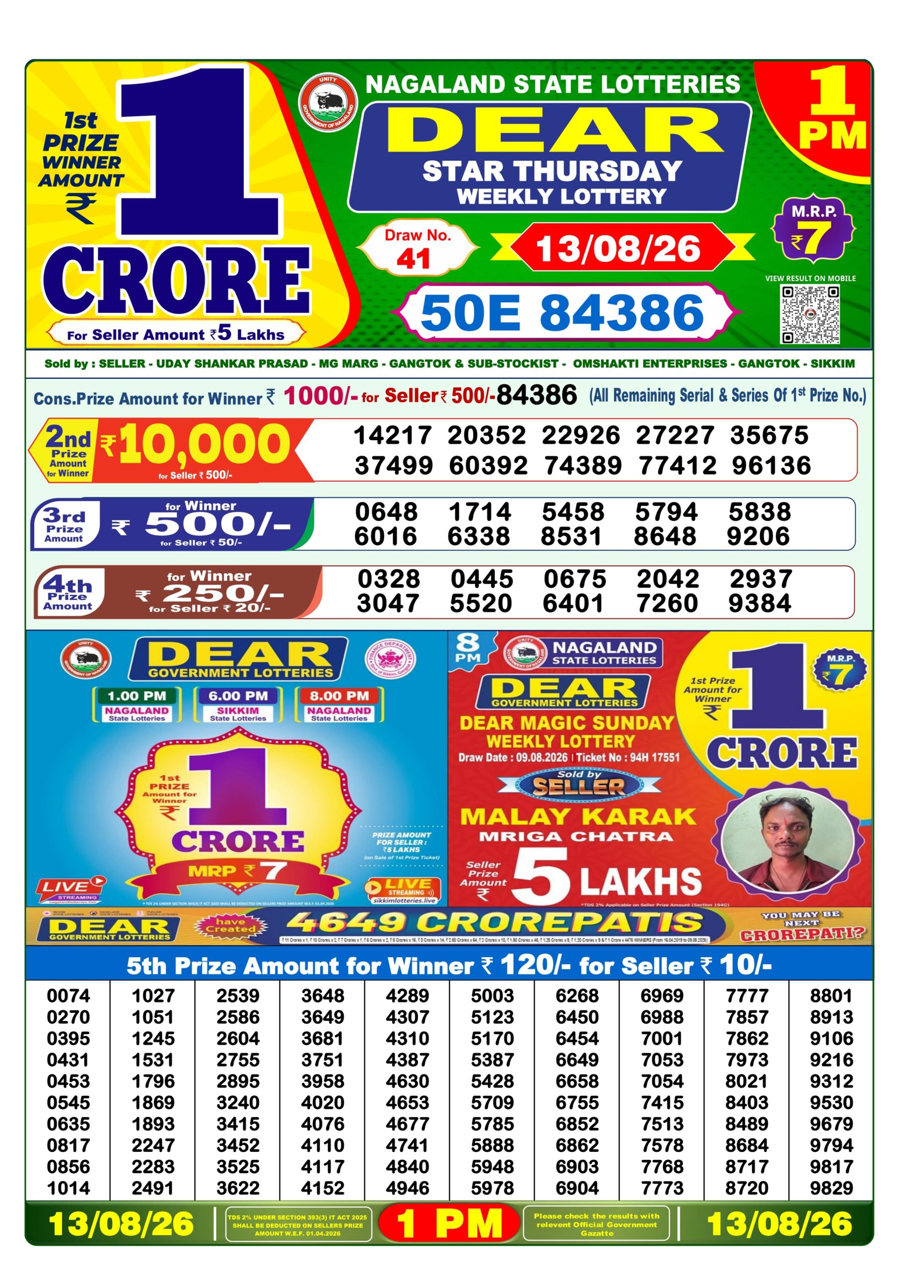 Dear Star Result 13/08/26