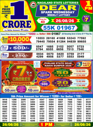 Nagaland State Lottery Result 1PM Nagaland State Lottery Result 1PM